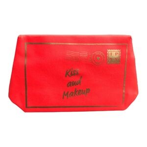 🔴 3/$15! Red Ipsy Glam Bag Kiss and Makeup Clutch Envelope Bag Medium *NEW